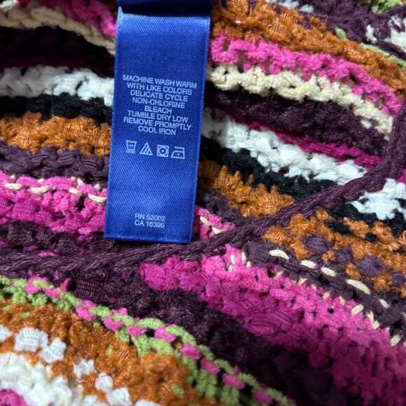 Boho JH Collectibles Striped Open Knit Sweater XL Multicolor LS Pullover - Picture 4 of 9